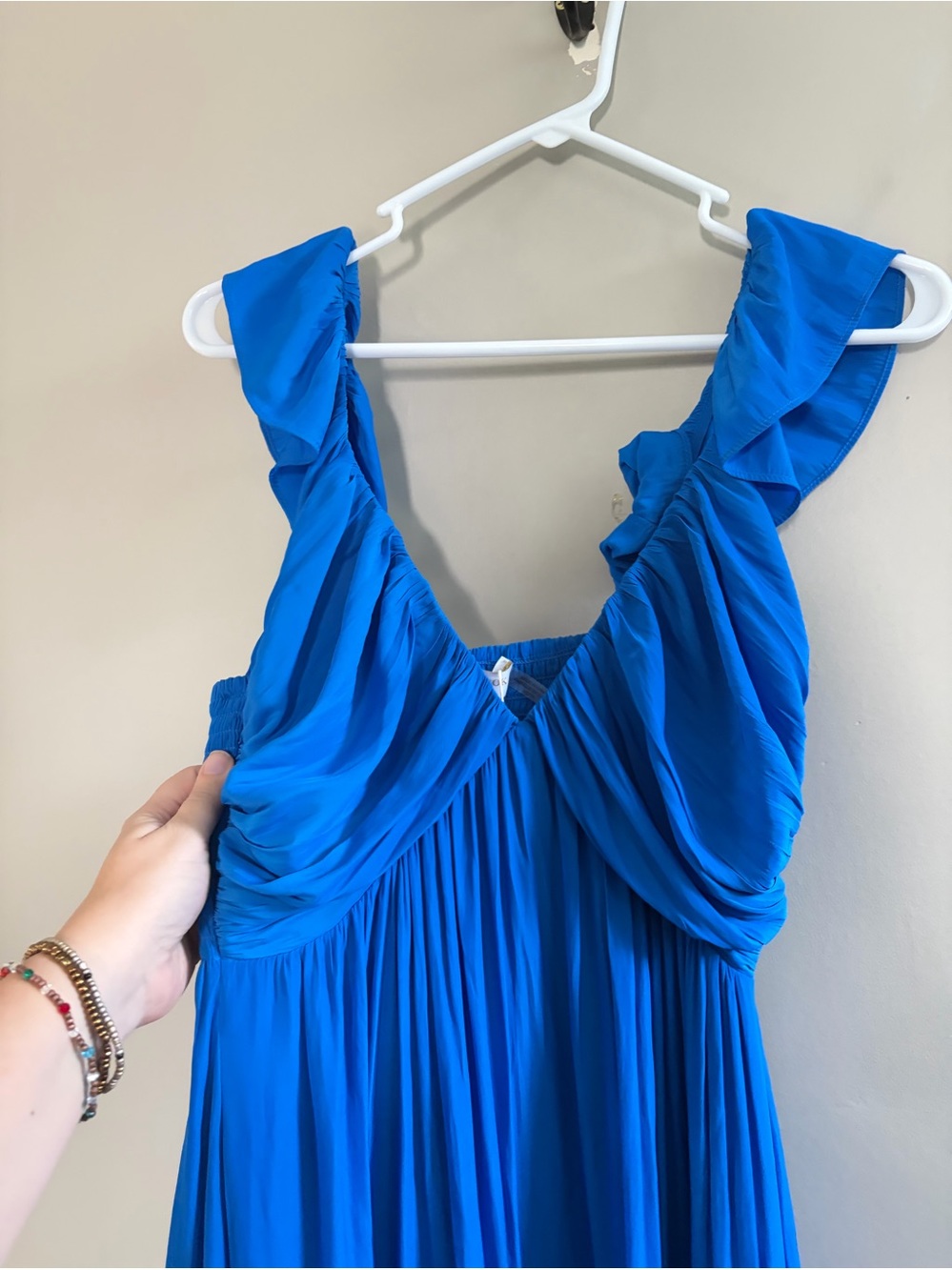 RAMY BROOK NELLY PLUNGE V-NECK BLUE RUFFLE TIERED DRESS SZ XS NWT - Picture 6 of 11